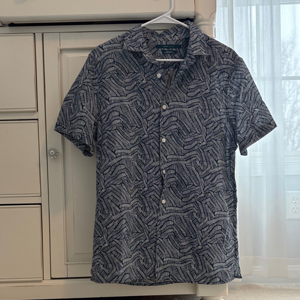 Navy Patterned Men's Shirt